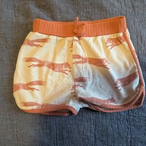 Kate Quinn Cream and Orange Fox Print Kids Shorts